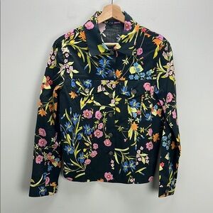 Averardo Bessi Black Floral Jacket Multicolor Made In Italy Womens 10 Bold